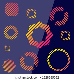 Bright abstract vector shapes on a dark blue background