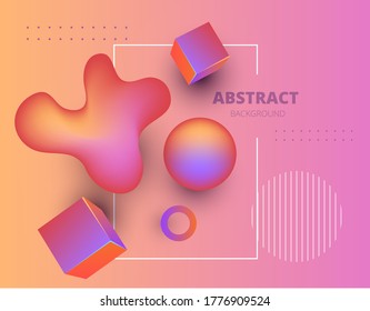 bright abstract vector template with volumetric geometric shapes