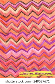Bright abstract vector watercolor background with zigzags