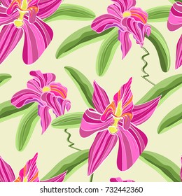 Bright Abstract wallpaper seamless  orchid flowers pattern