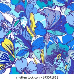 Bright Abstract wallpaper seamless vintage flower pattern.