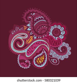 Bright Abstract wallpaper vintage flower pattern vector illustration violet palette