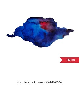 Bright abstract watercolor hand paint art in blue-purple color spectrum.Vector illustration.