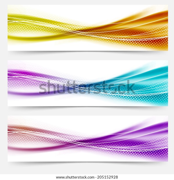 Bright abstract wave footers with lines.\
Vector illustration