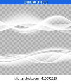 Bright abstract waves isolated with transparency. The effect of the wave. Design element. vector illustration