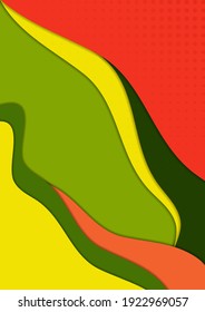 Bright abstract waves. Paper cut background. Cover art style for business banner and material design. Vector illustration