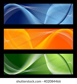Bright abstract wavy banners. Vector design template