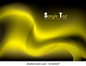 Fondo amarillo abstracto brillante con líneas fluidas y espacio de copia