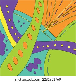 abstracción brillante con líneas y formas de estilo plano, ilustración vectorial. Elemento de diseño decorativo para fondos, contornos y contornos, estética retro