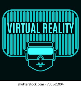bright acid green luminous logo helmet virtual reality on a black background
