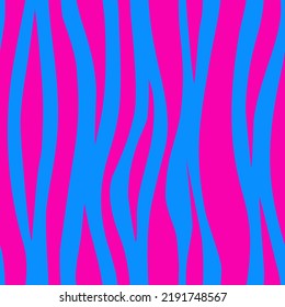 Bright acid seamless pattern of wavy lines blue pink