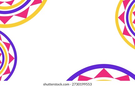 Fondo abstracto estético brillante con múltiples esquinas circulares coloridas del mandala que dejan el espacio blanco para las Plantillas elegantes del diseño moderno y los diseños promocionales.