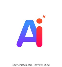 Bright AI symbol with a rounded abstract star, gradient design, and modern typography, showcasing online algorithms, web technology, and intelligent bots.