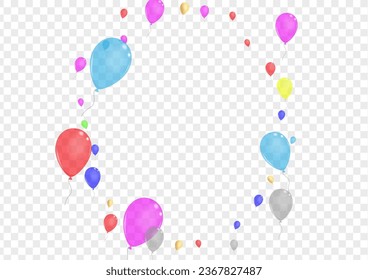 Bright Air Background Transparent Vector. Confetti Glossy Design. Purple Shine. Colorful Baloon. Balloon Art Set.