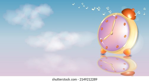 Reloj de alarma brillante contra el fondo del cielo matutino