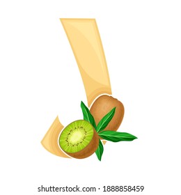 Bright Alphabet Letter J with Kiwi Fruit Vector Illustration