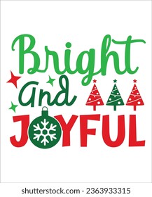  Bright AndJoyful svg, Merry and Bright svg, Winter Design , Holiday svg, Christmas T-Shirt Design,Design Bundle,Typography Design,christmas svg, Cut Files

