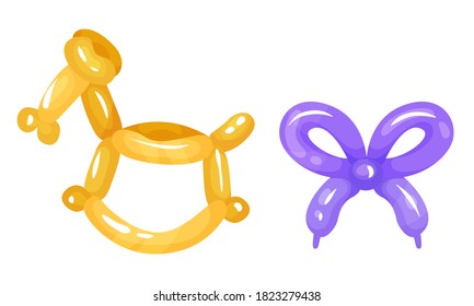 Bright Animal Figures Made of Balloon Vector Set