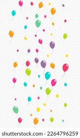 Bright Anniversary Inflatable Ball Vector Transparent Background. Inflatable Balloon Pattern. Cute Flying Backdrop. Multicolor Jubilee Baloon Frame.