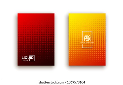Bright annual report design collection. Gradient halftone grid texture cover page layout templates set. Report covers geometric design, business booklet pages corporate templates.