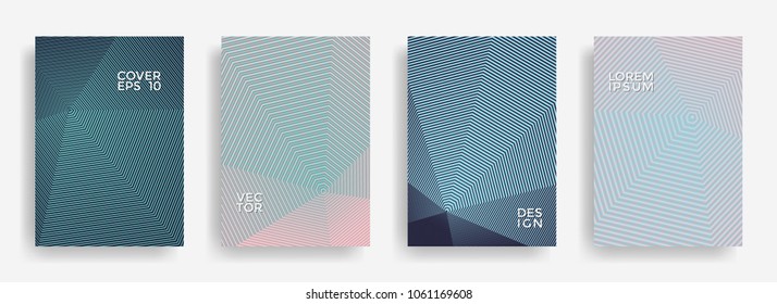 Brillante colección vectorial de diseño de informe anual. Conjunto de plantillas de diseño de página de portada de textura de cuadrícula de semitonos degradados. El informe abarca el diseño geométrico, páginas de folletos comerciales fondos corporativos.