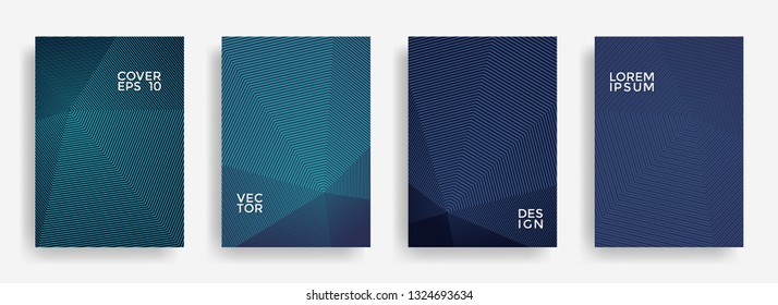 Bright annual report design vector collection. Gradient grid texture cover page layout templates set. Report covers geometric design, business brochure pages corporate templates.