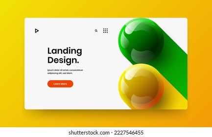 Helles Jahresbericht Design Vektorgrafik-Layout. Premium 3D Bälle Pamphlet Vorlage.
