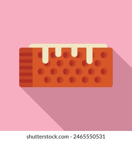 Bright and appetizing flat designed cherry cake on a pink background ideal for dessertthemed graphics
