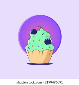 bright appetizing picture of a cupcake with cream.