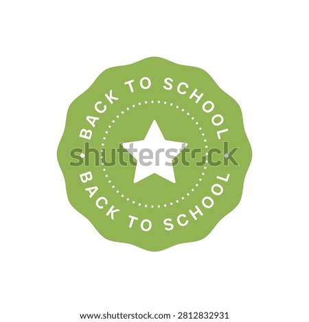 Bright apple green wavy-edged circular badge featuring a cheerful star icon and 