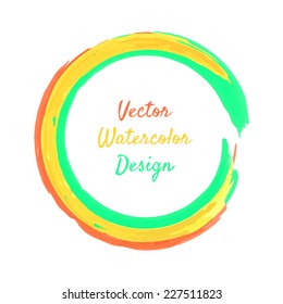 Bright aquarelle colors ring frame design. Vector illustration.