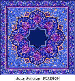 Bright or arabic floral pattern in Victorian style. Ornaments for Card for cafe, shop, print, banner, wedding invitation, book cover, certificate. Save the date. India Dubai turkish Islam