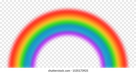 Bright arched rainbow illustration on transparent background. Vector illustration