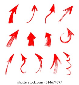 Bright Arrows drawn in red pencil.  Hatching colored pencil. 