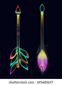 Bright arrows over dark, modern illustration, Vector