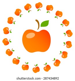 Bright art illustration of red mellow apples. Fully editable vector illustration. Perfect for textile, background, wallpaper use.  