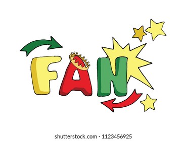 Bright art word "FUN" on white background