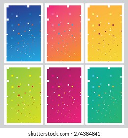 bright artistic abstract geometric patterns set collection with cubic paint splatter in complementary color combinations