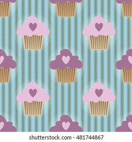 Bright artistic abstract pattern wallpaper background with cupcakes