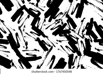 Bright Artistic Pattern. Grey Brush Print. White Drawn Design. Monochrome Fantasy Graffiti. Black Trendy Image. Black Aquarelle Image. White Abstract Element. Black Minimal Print. Monochrome Design. 