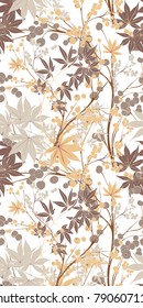 Bright Asian Vector Seamless Botanical Pattern