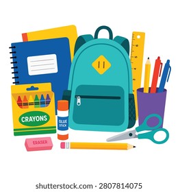 Bright assortment of childrens drawing tools including crayons markers and paper in a plastic case
