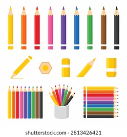 Bright assortment of marker pens highlighters and colored pencils arranged neatly