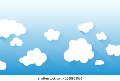 Bright atmosphere white clouds on top blue sky landscape vector background design illustration