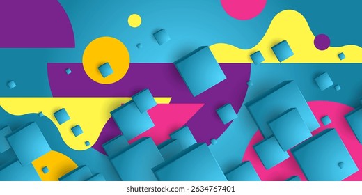 Fundo abstrato atraente brilhante com elementos gráficos. Uma composição de formas e cores. Um branco para a criatividade.