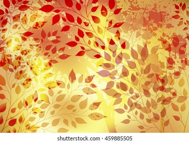 Bright autumn abstract background with casebound leaves and branches