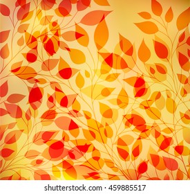 Bright autumn abstract background with casebound leaves and branches