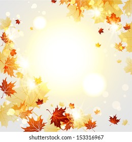 Fondo de otoño brillante con hojas de arce con lugar para texto