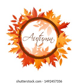 Bright autumn banner made of leaves. Vector illustration eps 10.