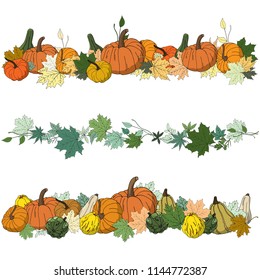 Autumn Leaves Pumpkins Border Frame Space Stock Illustration 1476078104 ...